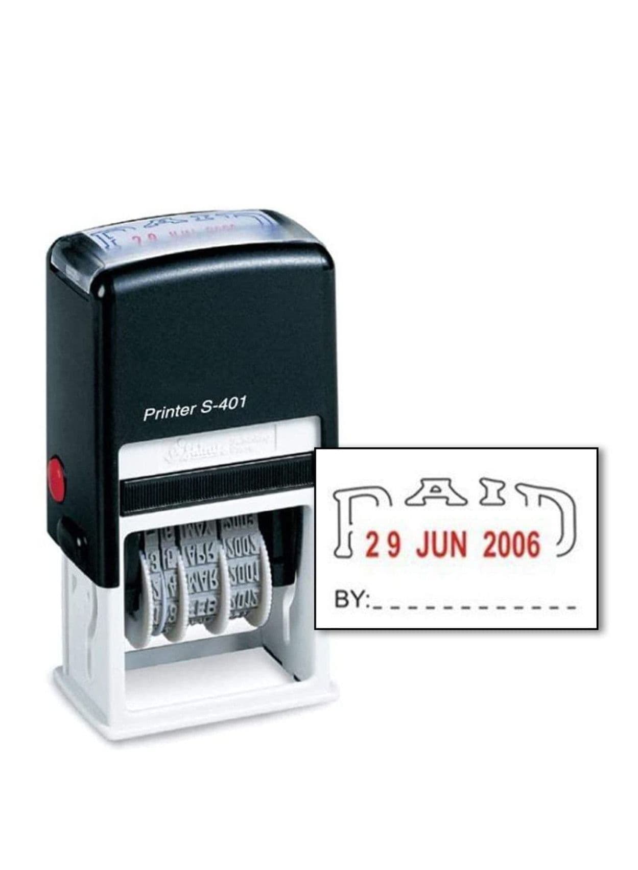 Paid Stamp with Date, Self Inking Stamp for Office Business Supplies, Red Ink Date and Blue Text