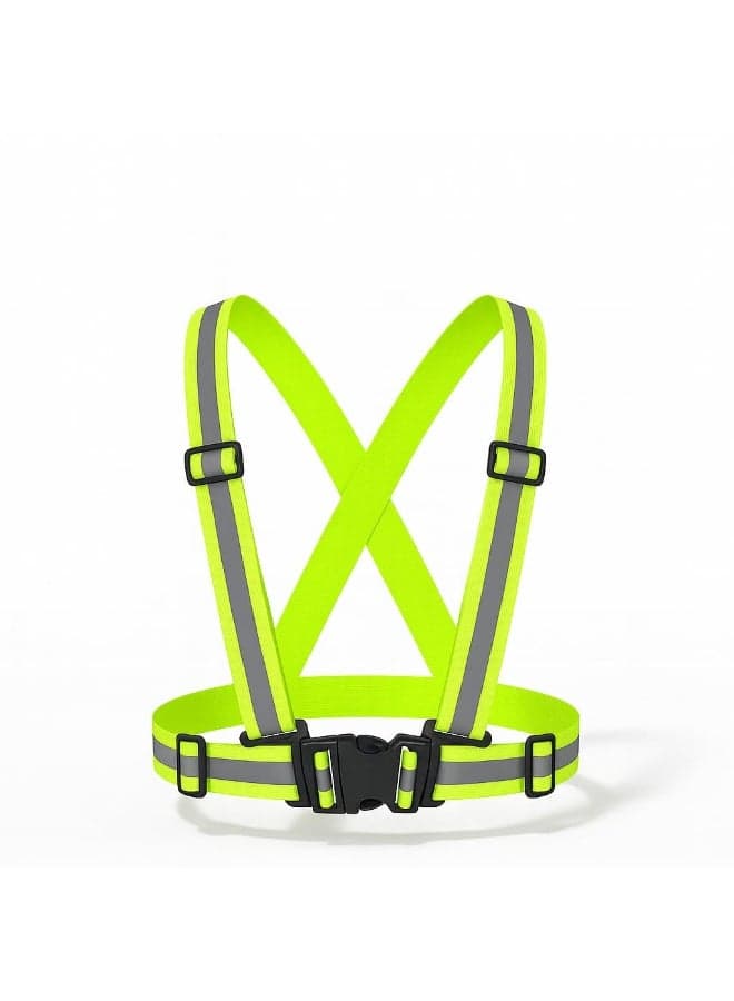 Reflective Safety Belt Vest Adjustable High Visibility Reflective Straps for Scooter Cycling Running Jogging Hiking Dog Walking Unisex Green