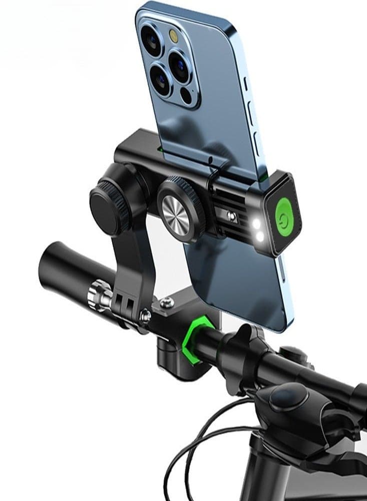 Bike Phone Holder Adjustable Anti-Shake & Stabilize 360° Rotation Motorcycle Phone Holder Bike Phone Holder with Light Flashlight Anti-Off Phone Holder
