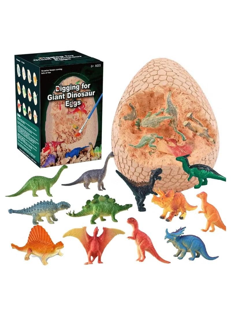 3D Dinosaur Fossil Egg Digging Kit, 14 Figures Toy, Jumbo Unique Dino Eggs And Discover Assorted Dinosaur, Novelty Stem Excavation Toy For Party Favor Easter Science Play