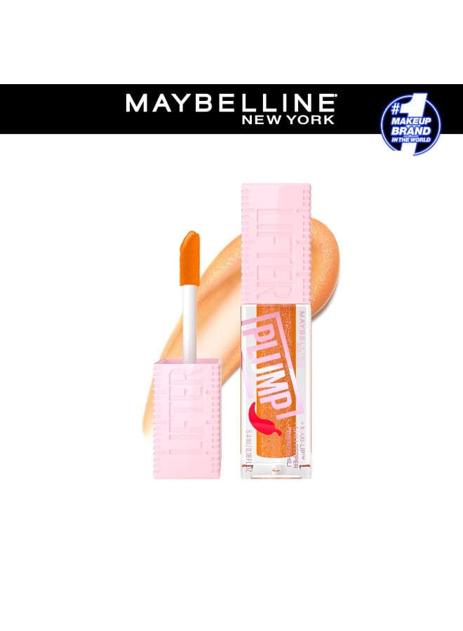 MAYBELLINE LIFTER PLUMP PLUMPING LIP GLOSS WITH CHILI PEPPER, INTENSE HYDRATION & LASTING PLUMP, 008 HOT HONEY