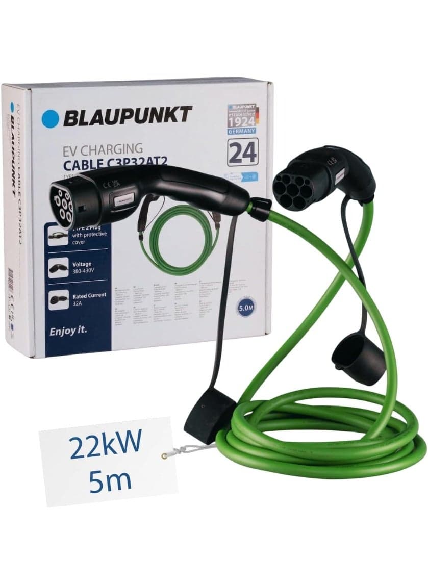 Blaupunkt C3P32AT2 Type 2 to Type 2 EV Charging Cable 5m 22kW