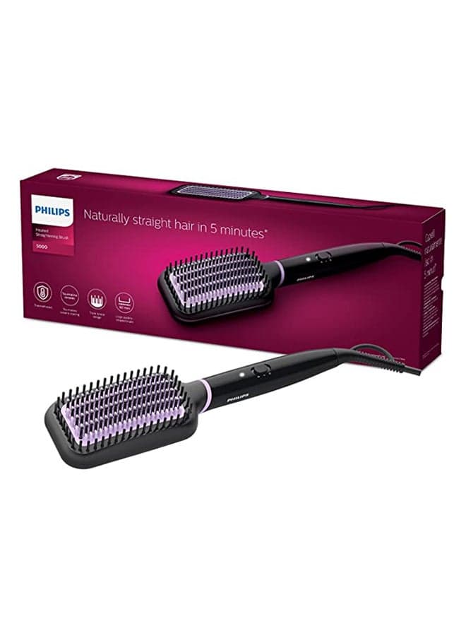 StyleCare Essential Heated Straightening Brush With 2 PIN BHH880/00 Black/Purple
