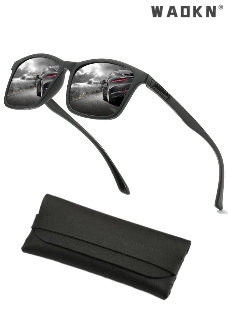 Polarized Square Sunglasses for Men Women, UV400 Protection Sun Glasses with PC Frame, Fashion Anti-Glare Sunglasses for Men Driving, Fishing, Golfing, Traveling
