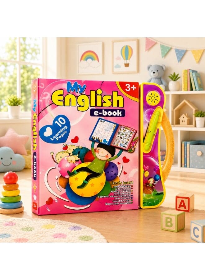 Urban Trendo Interactive Kids Activity Sound Book 200+ Learning Contents with ABC, Counting, Body Parts,Family, Spelling, Fruits ,Drawing & More | Educational Toys for Toddlers 3+ Year (Pink)