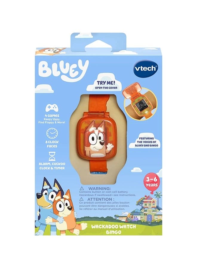 Bluey Wackadoo Watch - Bingo Learning watch (Orange) | Toddler Watch with Stopwatch, Timer, Alarm & Games, Educational | Ideal Gift for Children Ages 3, 4, 5, 6 + Years