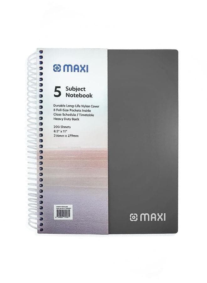 5-Subject Notebook Assorted Colours Plastic Cover