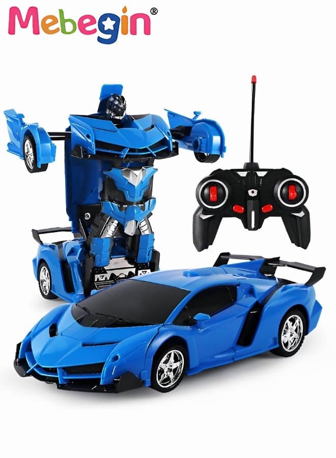 2 in 1 Remote Control Car with Lights and 360° Rotation, RC Cars with Cool Appearance and One-click Deformation, 1:18 Scale Transforming Car Toy, Made of Sturdy Safe ABS Materials, Ideal Gift for Kids Aged 3+