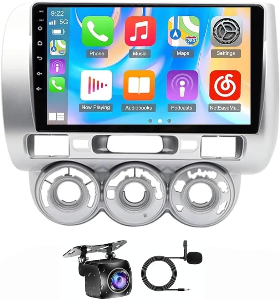 Fit Honda City Car Stereo System, Honda Jazz City Android Screen 2002-2007, Wireless CarPlay & Android Auto, GPS Navigation, BT, 1080P Backup Camera (4+32GB Carplay 8CORE)