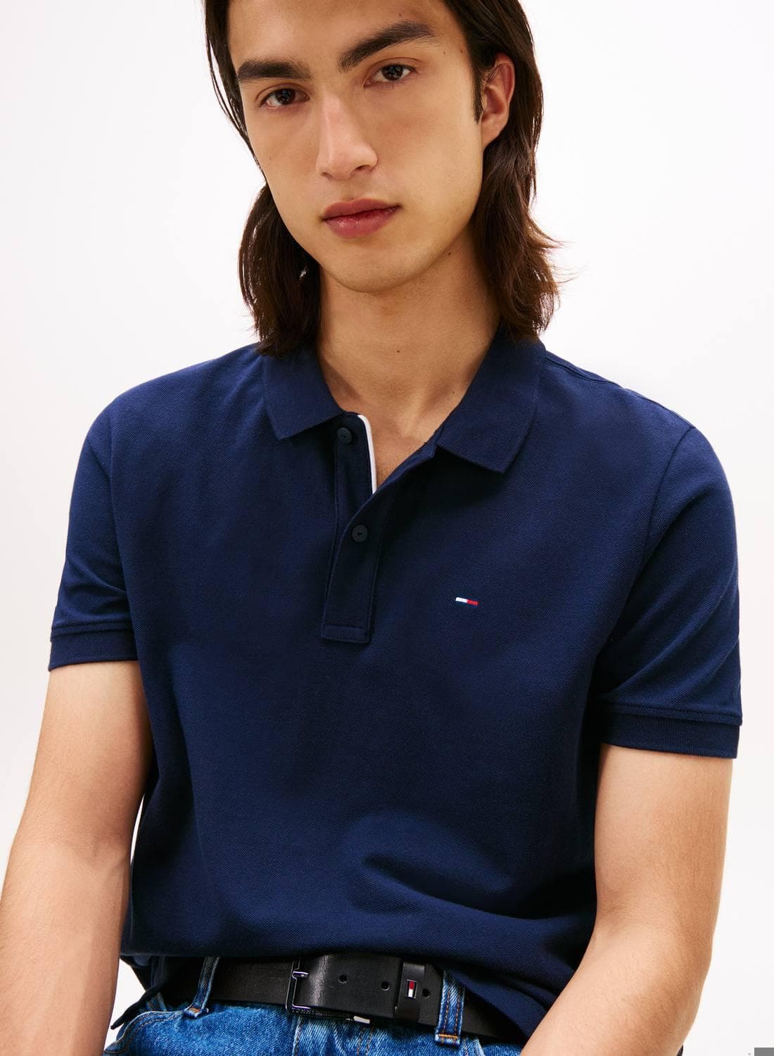Tommy Flag Slim Fit Pique Polo Shirt