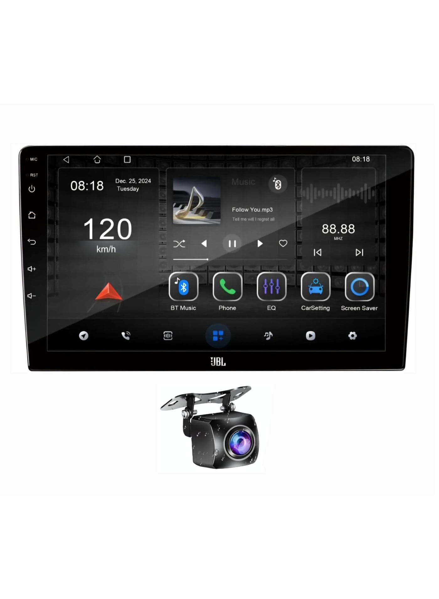 9 Inch JBL Android Car Stereo 4GB RAM 64GB Memory With Apple Carplay Android Auto Wireless WiFi DSP FM&AM BT AHD Camera Included