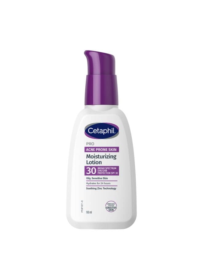 للبشرة المعرضة لحب الشباب، لوشن مرطب، حماية واسعة النطاق من أشعة UVA/UVB SPF 30، للبشرة الدهنية والحساسة، يرطب لمدة 24 ساعة
