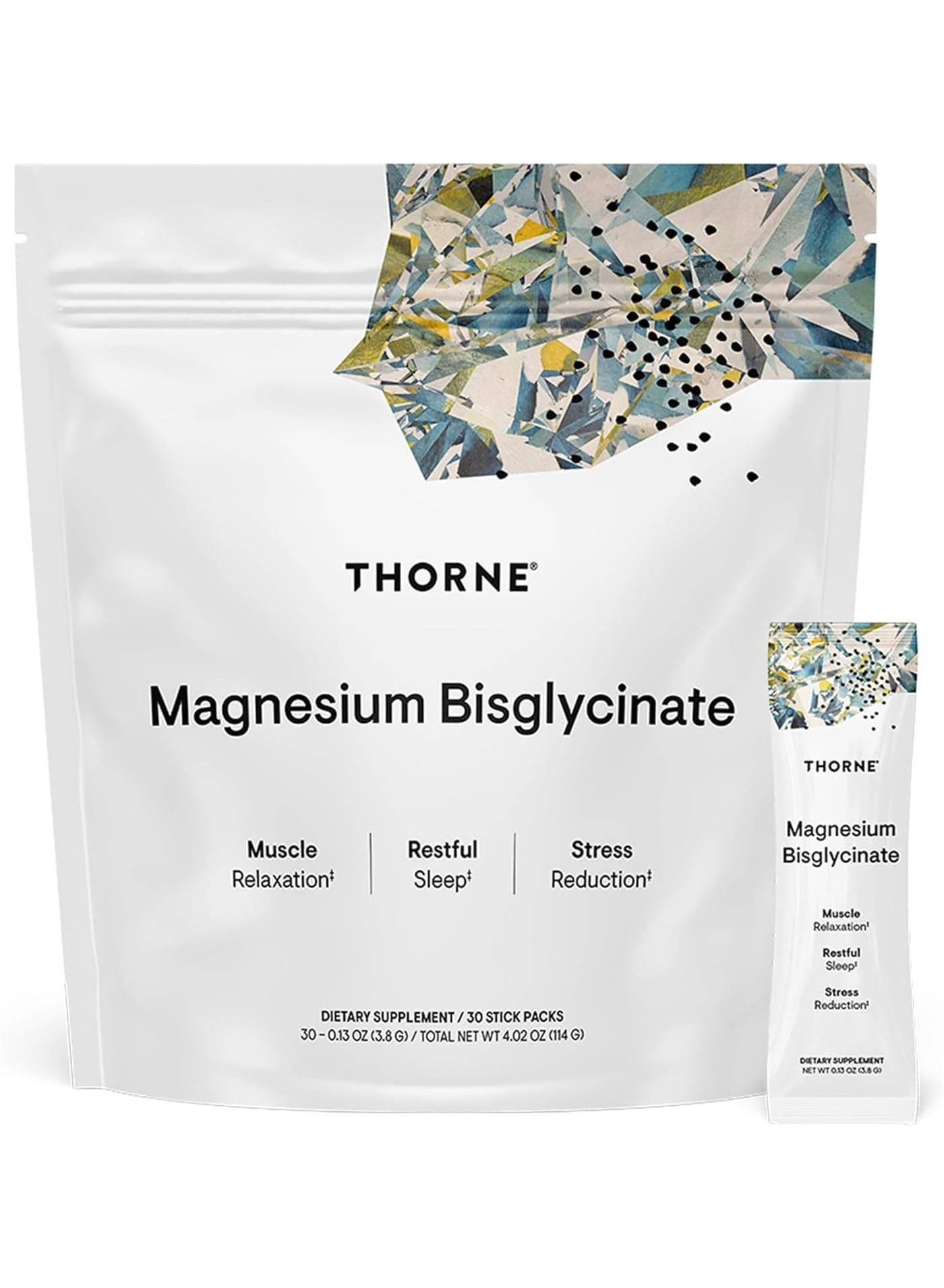 Magnesium Bisglycinate - Muscle Relaxation* - Restful Sleep* - Stress Reduction* - Dietary Supplement - 30 Stick Packs - Net wt 4.02 oz (114 g)