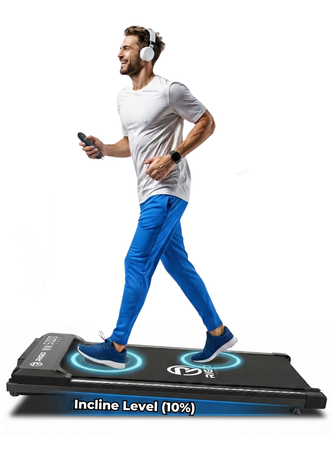 Under Desk 10% Incline Walking Pad, Portable Jogging Treadmill with Remote Control, Space-Saving Design, Easy Setup for Home & Office, Max Load 100kg, Speed 6km/h, with FitShow Track App