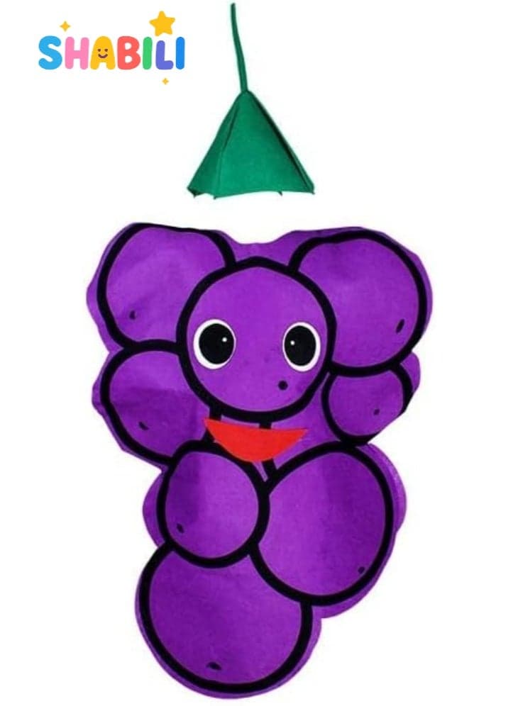 Kids Grape Fruit Costume Outfit for Boys and Girls, Halloween Vegetable and Fruit Fancy Dress Cosplay for Children, Toddler Farm Nature Day School Performance Stage Party Suit (Non-Woven Fabric, Fits 100–140cm)