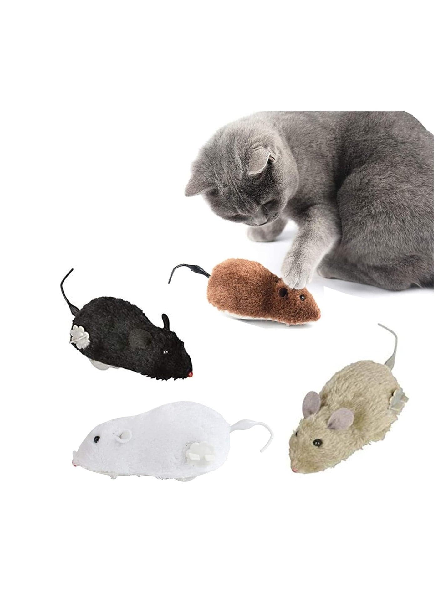 4 Pack Cat Dog Pet Clockwork Mouse Toy, Wind Up Mouse Racing Mini Jumping Rat, Cat Kitten Play and Chase Moving Funny Toy