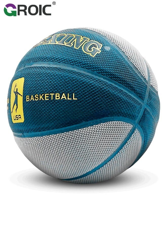 Basketball 29.5" Standard Offical Size 7 Indoor Outdoor Basketball Pu Leather Game Basketball,Game Training Universal Basketball,Outdoor Sports Goods(Blue)