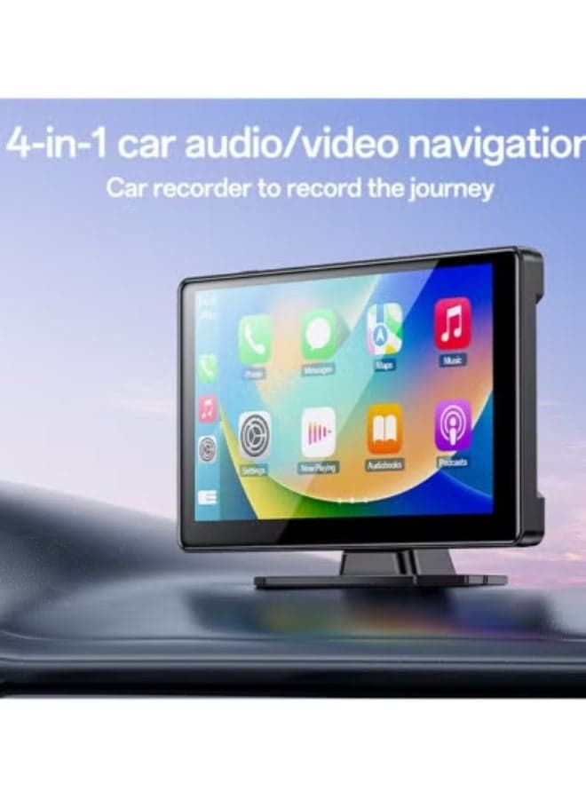 Yesido KM18 CarPlay Center Console – 9" Touch Screen Portable Car Multimedia System with Rear Camera, Driving Recorder, Wireless CarPlay & Android Auto, GPS Navigation, Bluetooth & WiFi – Black