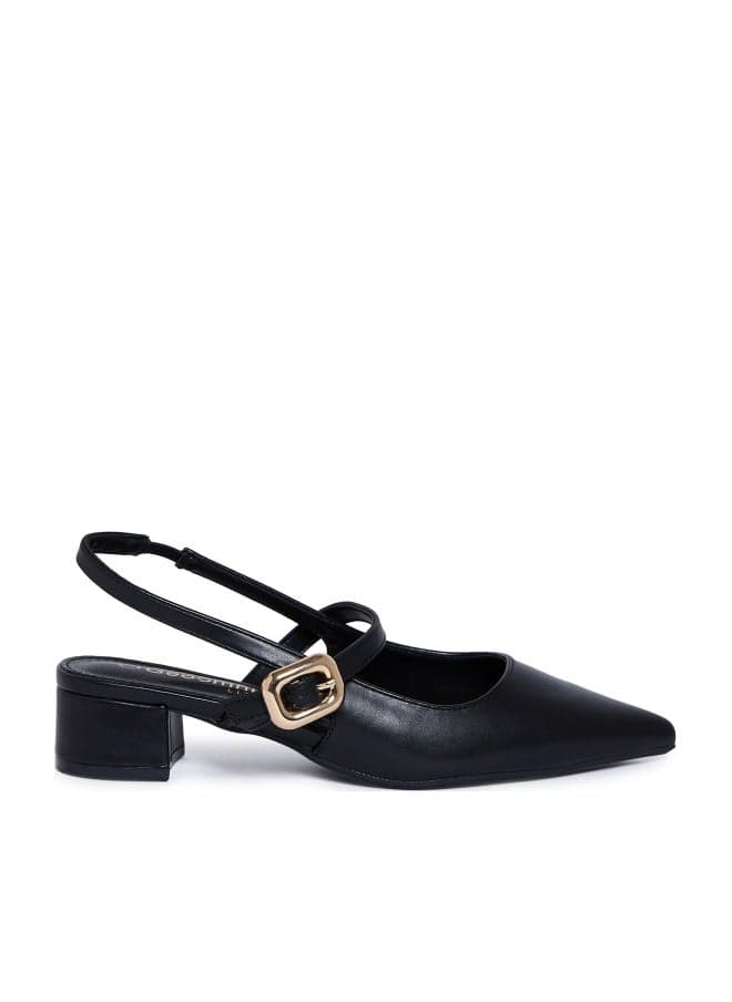 Geoomnii Mid Heel Mules for Women – Stylish Slingback Slip-On Heels for Office, Party & Everyday Wear