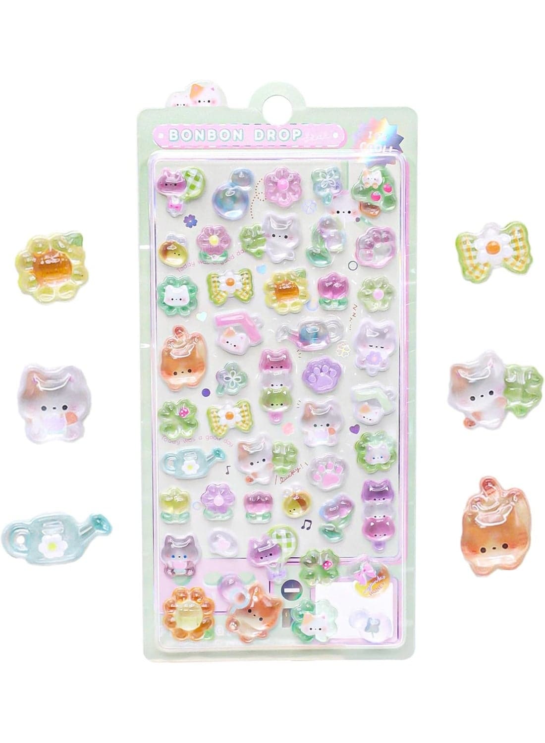3D Cute Cartoon Cat Puff Stickers - Kawaii Mini Puffy Reusable Stickers for Scrapbooks, Planner, Journals, Laptops, Phone Case Decoration