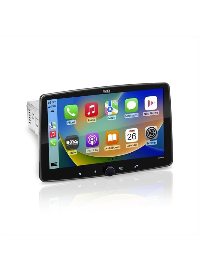 BCPA10 Car Stereo - Apple CarPlay, Android Auto, Single Din, 10.1 Inch Touchscreen, Bluetooth, No CD DVD Player, AM/FM Radio Receiver, Multicolor Illumination