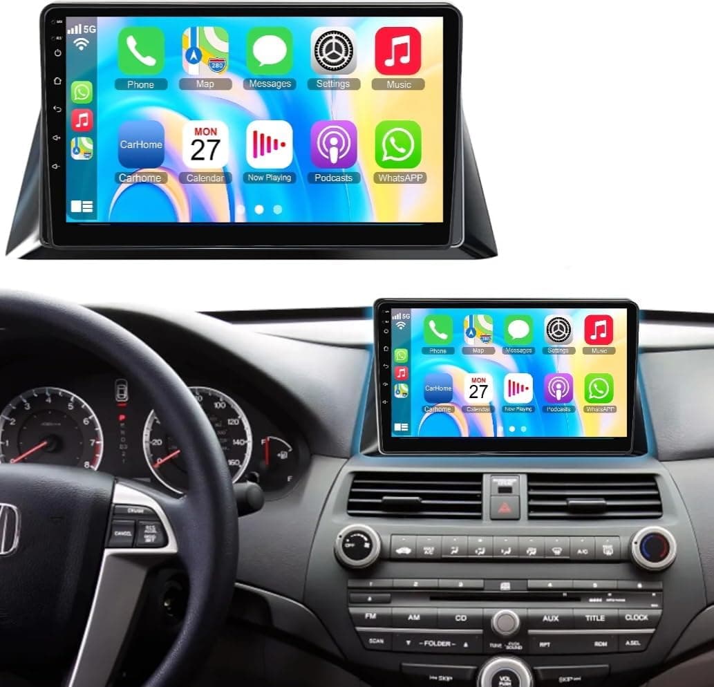 Fit Honda Accord Car Stereo Accord Android Screen 2008-2013 with Wireless CarPlay & Android Auto, 5G WiFi, GPS Navigation, BT, 1080P Backup Camera,Fast Interface (4+32GB Carplay 8CORE)