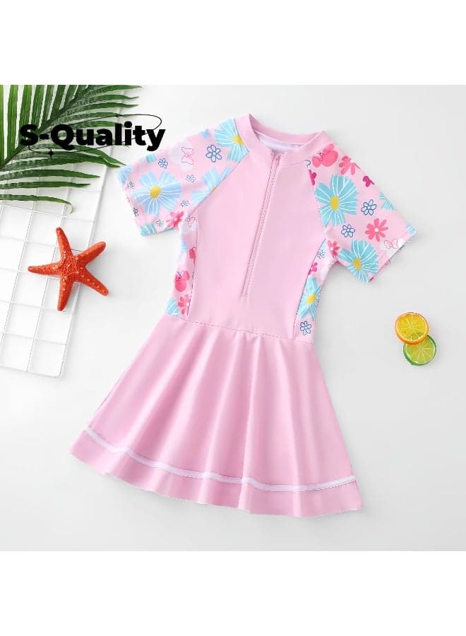 Girls' Cute One-Piece Swimsuit – Stylish Printed Design, Comfortable & Fun Beachwear for Kids