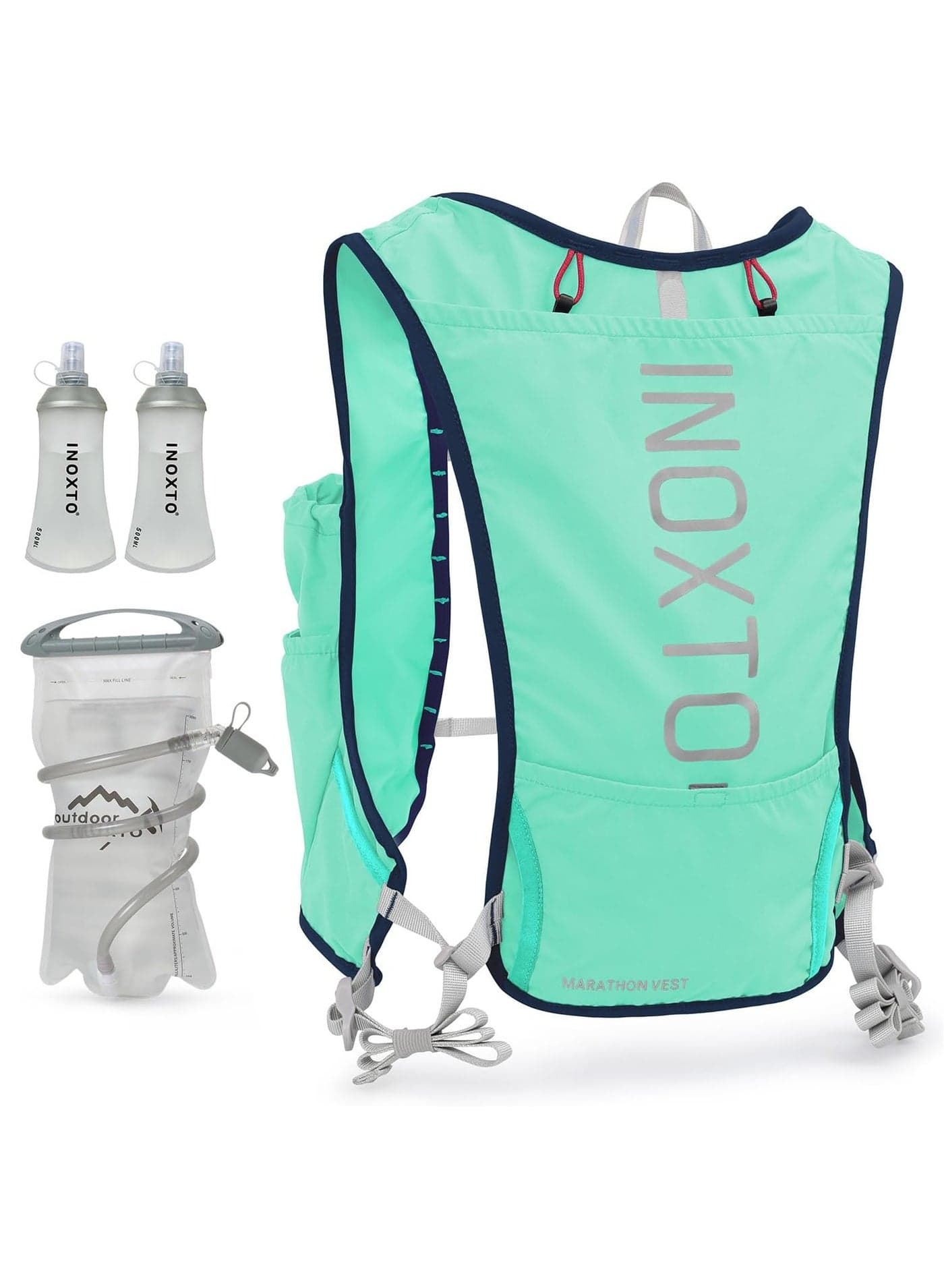 INOXTO Running Hydration Vest Backpack, Lightweight Insulated Pack with 1.5L Water Bladder Bag Daypack for Hiking Trail Running Cycling Race Marathon for Women Men