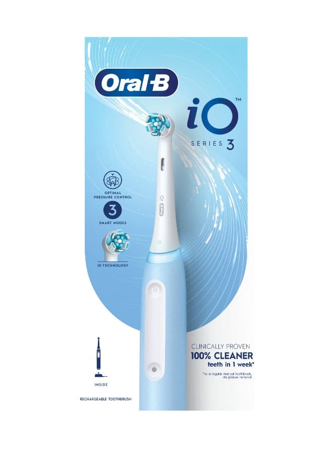 iO Series 3 Rechargeable Electric Toothbrush, Ice Blue, 100% Cleaner Teeth in 1 Week, Clinically Proven, with Personalized Brushing Modes, Optimal Pressure Control, Pack of 1