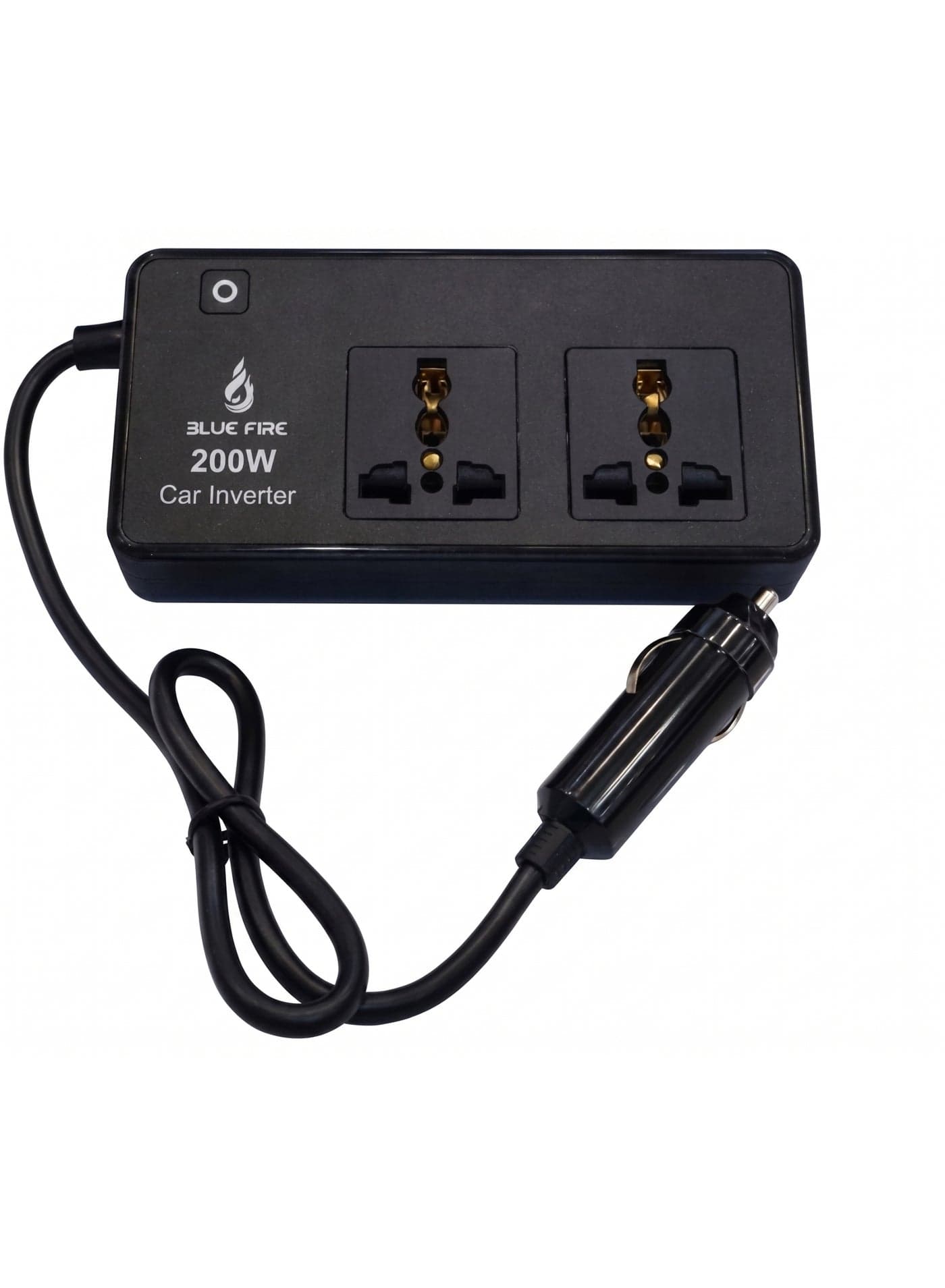BlueFire 200W Car Power Inverter 12V DC to AC Dual Universal Socket with USB Ports Digital Display Black