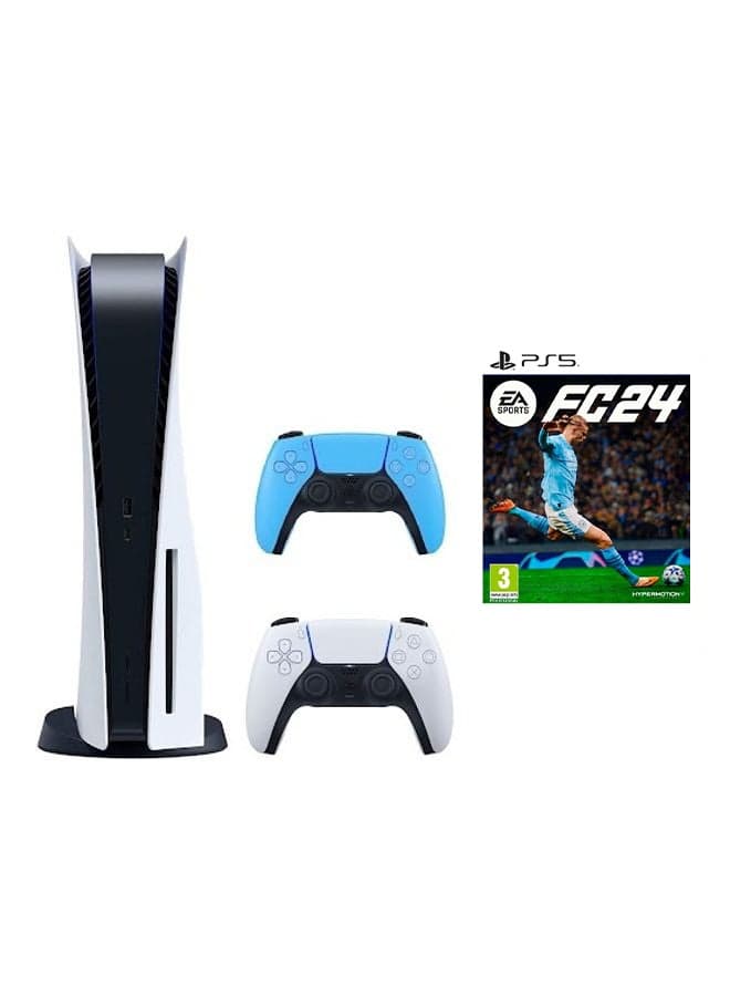PlayStation 5 Disc Console With Extra Blue Controller And FC 24
