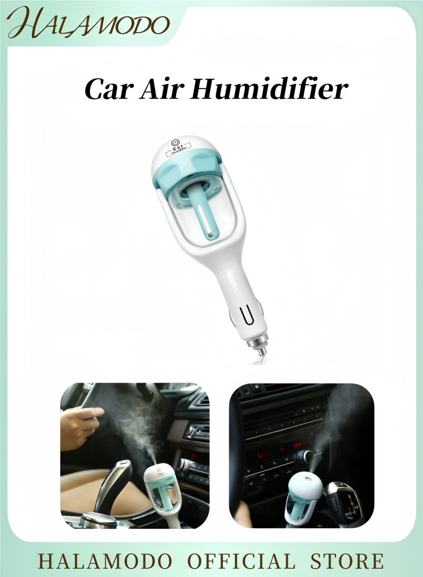 Car Humidifier Car Essential Oil Diffuser Portable Car Air Freshener Personal Car Purifier Humidifier Mini Cool Mist Humidifier with 12V Charging Port