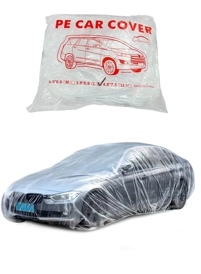Disposable Car Cover Clear Plastic Car Cover Outdoor Universal Rain Dust Garage Cover with Elastic Band