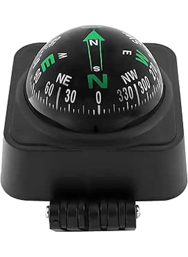 Portable Black Car Compass for Dashboard with Adjustable Angle and Compact Design