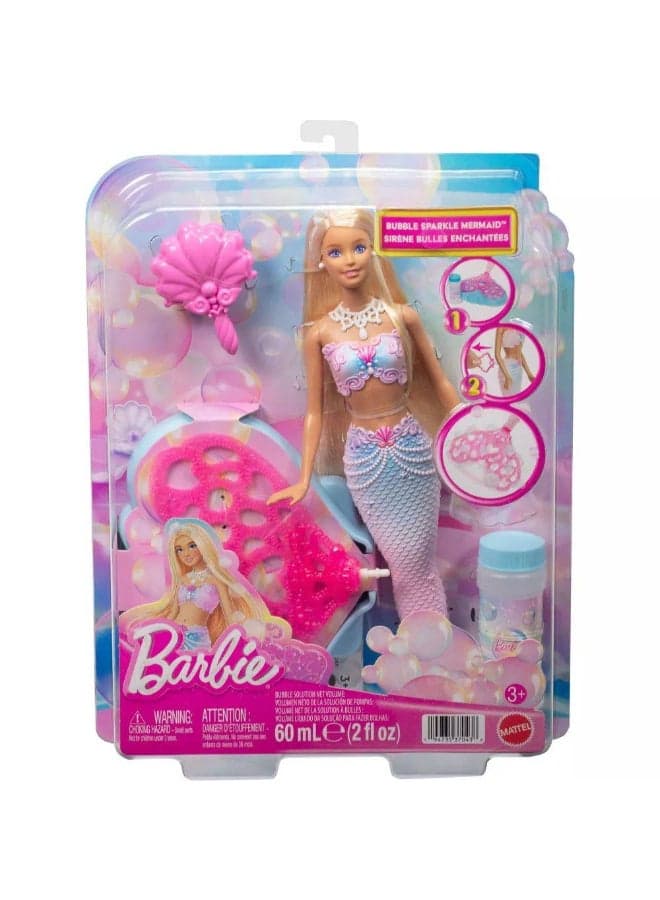 Barbie Bubble Sparkle Mermaid Doll With Bubble Solution (60 ml)