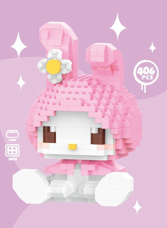 406PCS Cartoon My Melody Building Bricks Set, Mini Block Building Set, Classic Mini Building Bricks, Assembling Building Blocks Suitable for Boys and Girls Aged 6 and Up