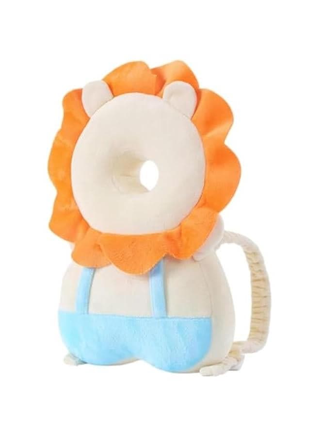 Baby Head Protector Backpack, PP Cotton Filling Toddler Back Pack Protection, Adjustable Baby Head Protection Safety Pad Backpack Wear for Crawling (Lion)