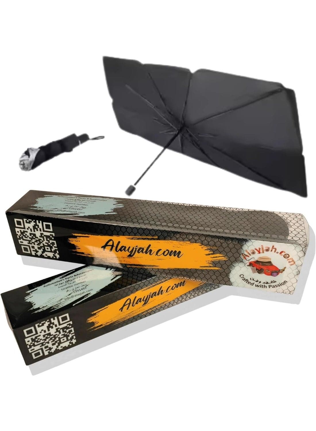 Alayjah, Car UV Reflective Windshield Sunshade Umbrella, Protect Your Skin, Protect Your Car Interior, Enhance AC Cooling, Foldable, Front Glass, Large Size 140X80 CM, Block UV Rays 10300010