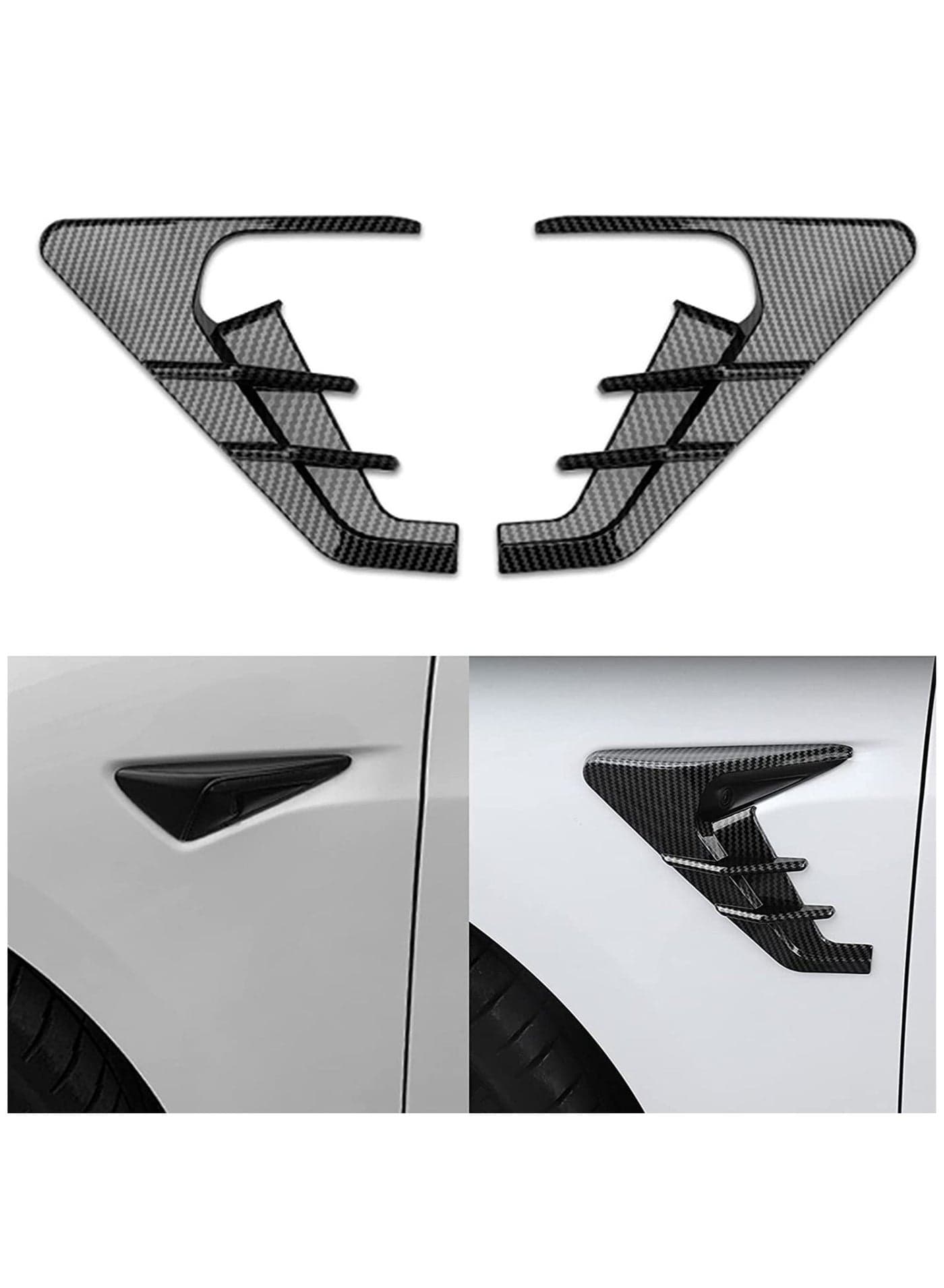 Tesla Model 3 Model Y Side Camera Indicator Protection Cover Decoration Modification Accessories fit for Model 3 Model Y Autopilot 2.0-3.0 (Glossy Carbon Fiber Pattern)