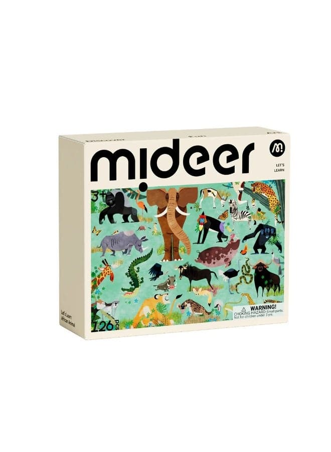 Let’s Learn African Animals Puzzle 126 Pieces for Kids 3+, Educational Jigsaw Puzzle with Wildlife Animals, Nature Learning Puzzle Game for Children, Cognitive STEM Toy with Encyclopedia Guide