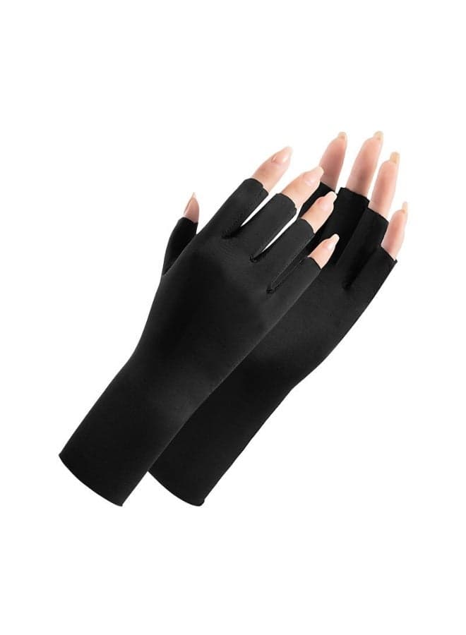 Women Sunblock Fingerless Gloves UV Glove for Nail Lamp UV Protection Driving Riding Summer Outdoor Gloves for Women Girls