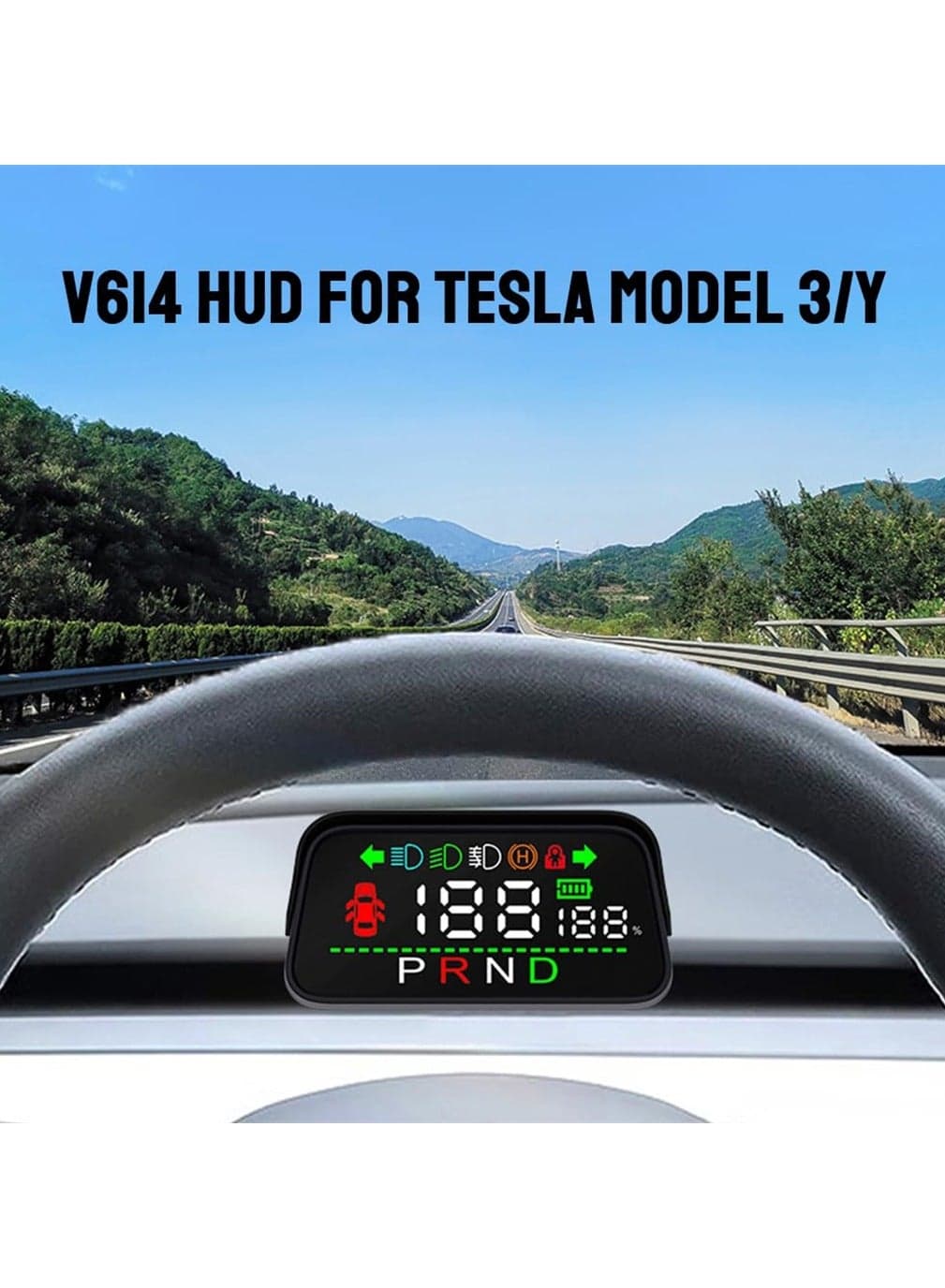 Heads Up Display Speedometer with Digital Alarm Gear and Braking Monitor for Tesla Model 3 Y 2016-2023