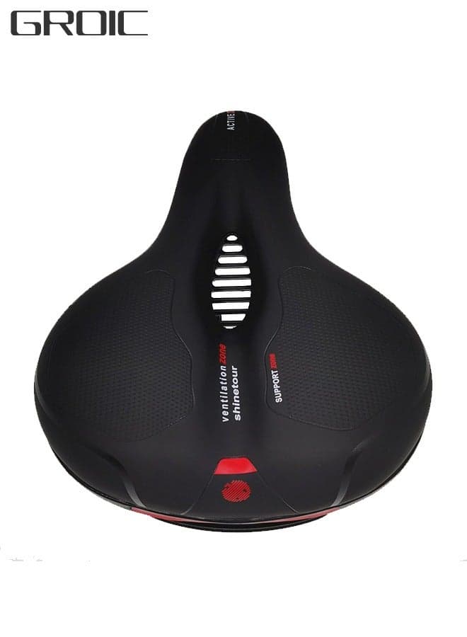 Comfortable Bike Seat Cushion -Bicycle Seat for Men Women with Dual Shock Absorbing Ball Memory Foam Waterproof Wide Bicycle Saddle Fit for Stationary/Exercise/Indoor/Mountain/Road Bikes