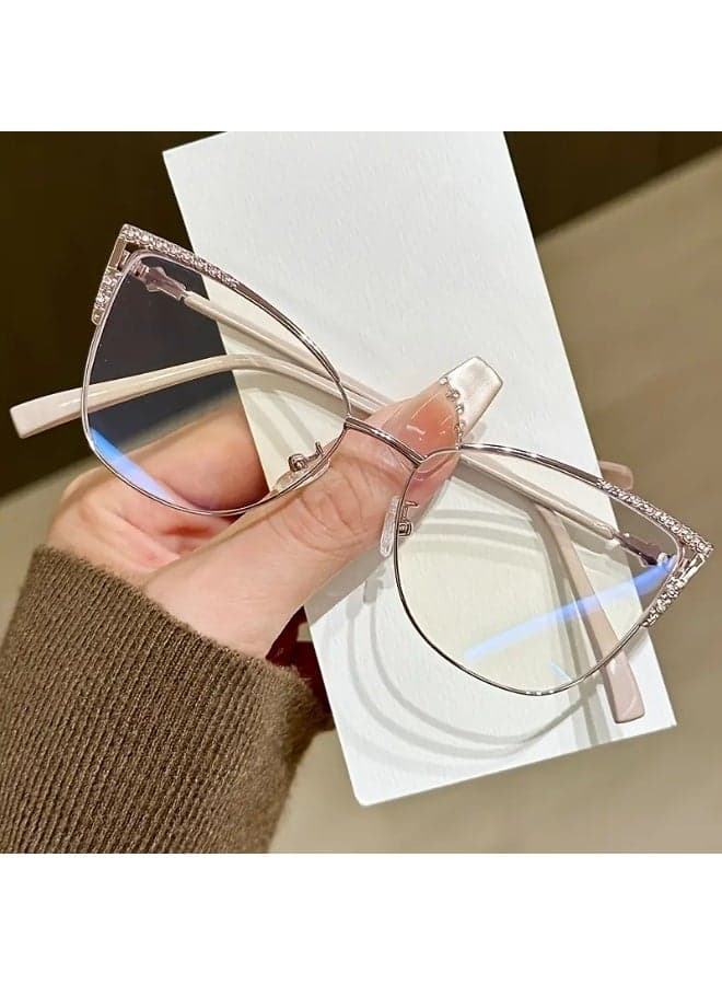1pc Anti-blue Light Decorative Mirror, Face Shape Glasses, Fashionable Large Frame Flat Mirror Glasses, Temperament Dress, Frame Design That Does Not Pick The Face Shape (Includes eyeglass case)
,blue lighe blocking glasses,eyeglasses