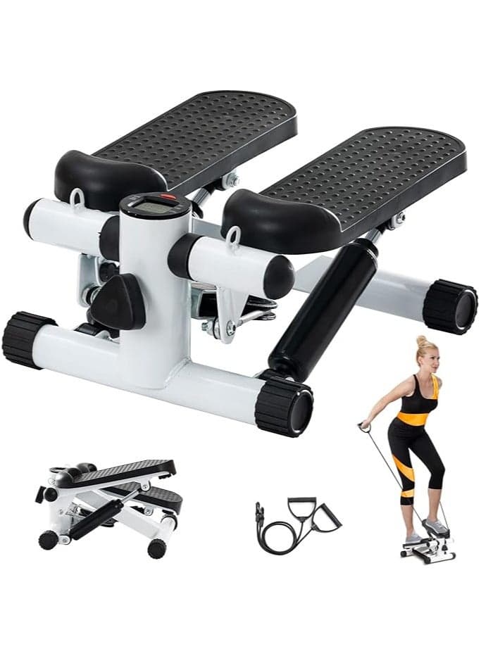 Mini Fitness Twist Stepper Electronic Display Home Exercise Equipment,330lb Weight Capacity Stair Stepper Machine for Home Gym Workout,with Resistance Bands, LCD Display Monitor, Anti-slip Foot Pedals,Sturdy and Easy To Use