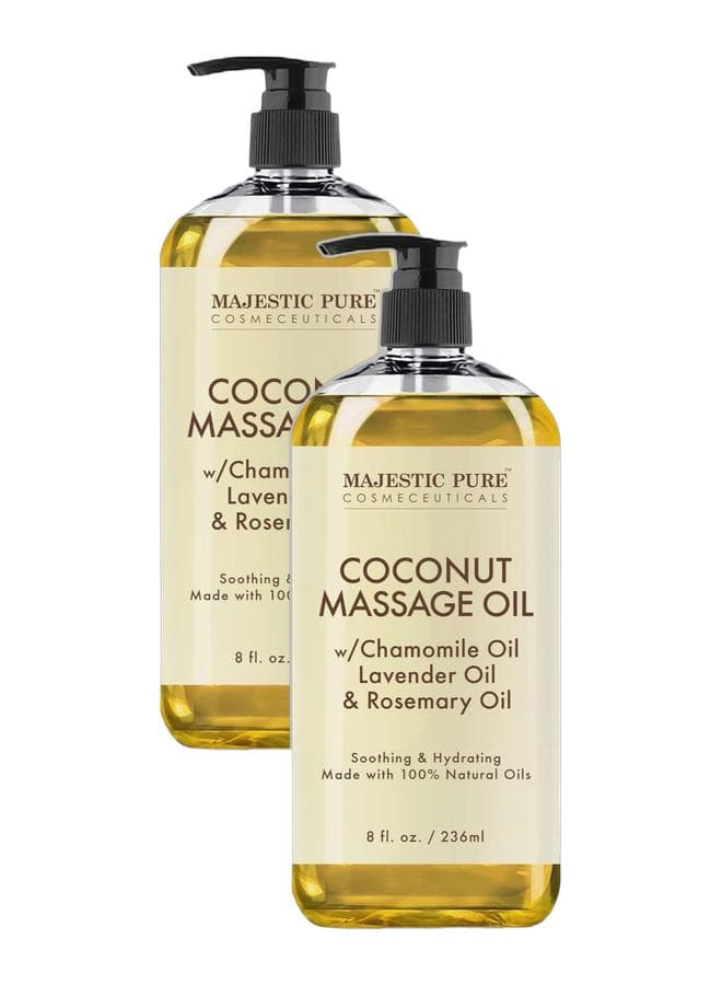 Pack of 2 - Coconut Massage Oil - 236 ml Ultra-Glide Formula with Soothing Aroma Natural Oils for Massage Therapy & Pain Relief Suitable for All Skin Types, Men & Women