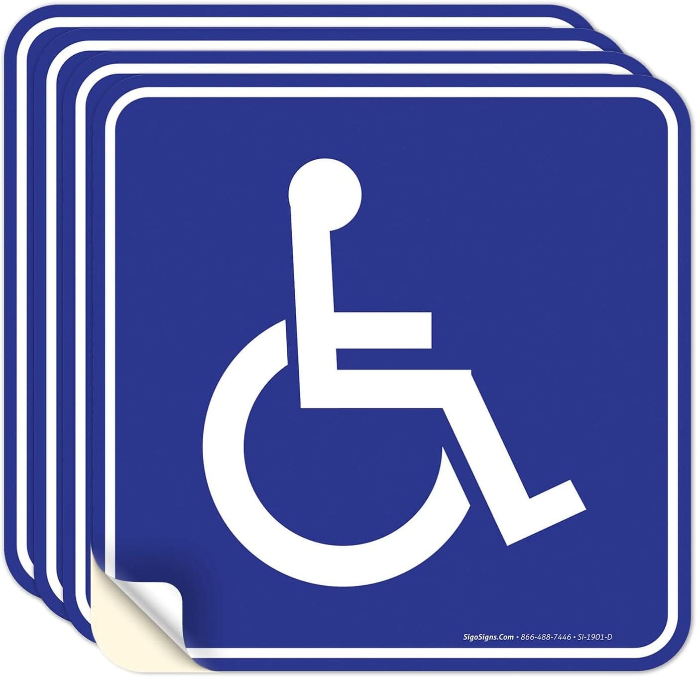 ARS (4 Pack) Handicap Stickers - Disabled Wheelchair Sign, 5.5x5.5 4 Mil Sleek Vinyl Decal Stickers Weather Resistant Long Lasting UV Protected and Waterproof Made in UAE
