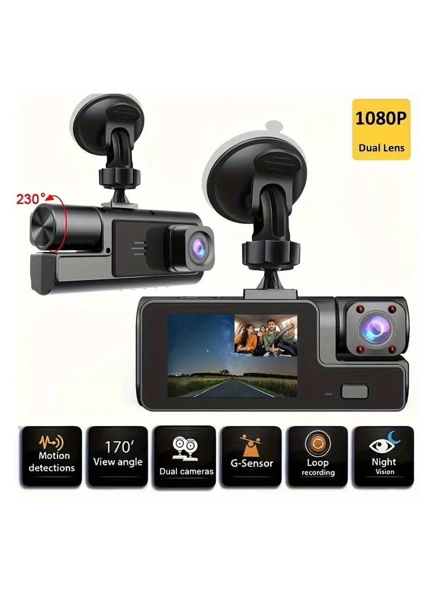 HD 1080P Dash Cam with 170° Wide Angle, Night Vision, G-Sensor, Loop Recording, and Motion Detection for Cars