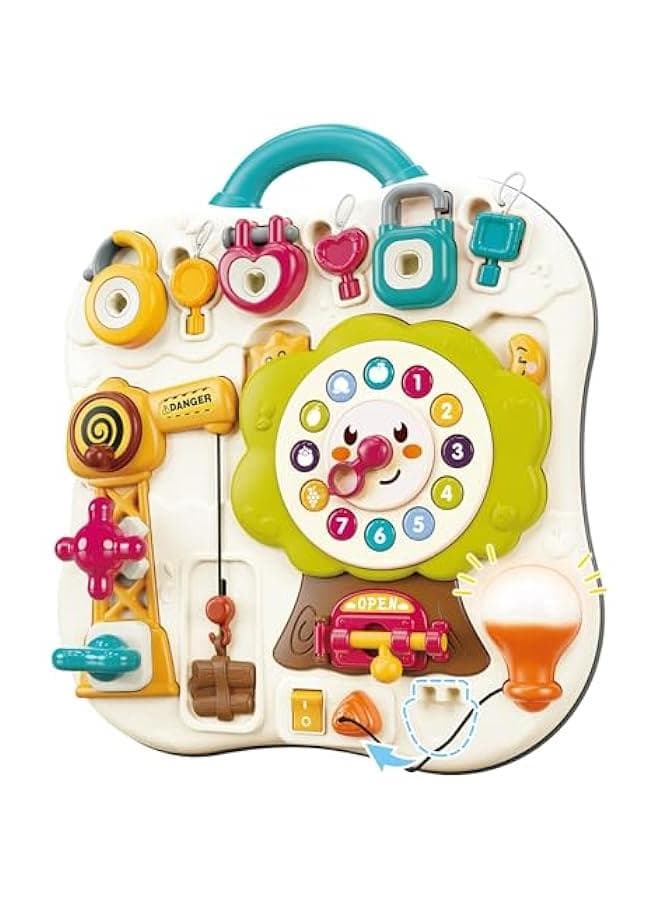 Toddler Busy Board Toys, Montessorri Baby Sensory Toy for 1 Year Old, Kids Fine Motor Skill Learning Activity Board W/Light Sound, Birthday Gift for 12 18 Month Infant 2 3 4 Yr Girl Boy