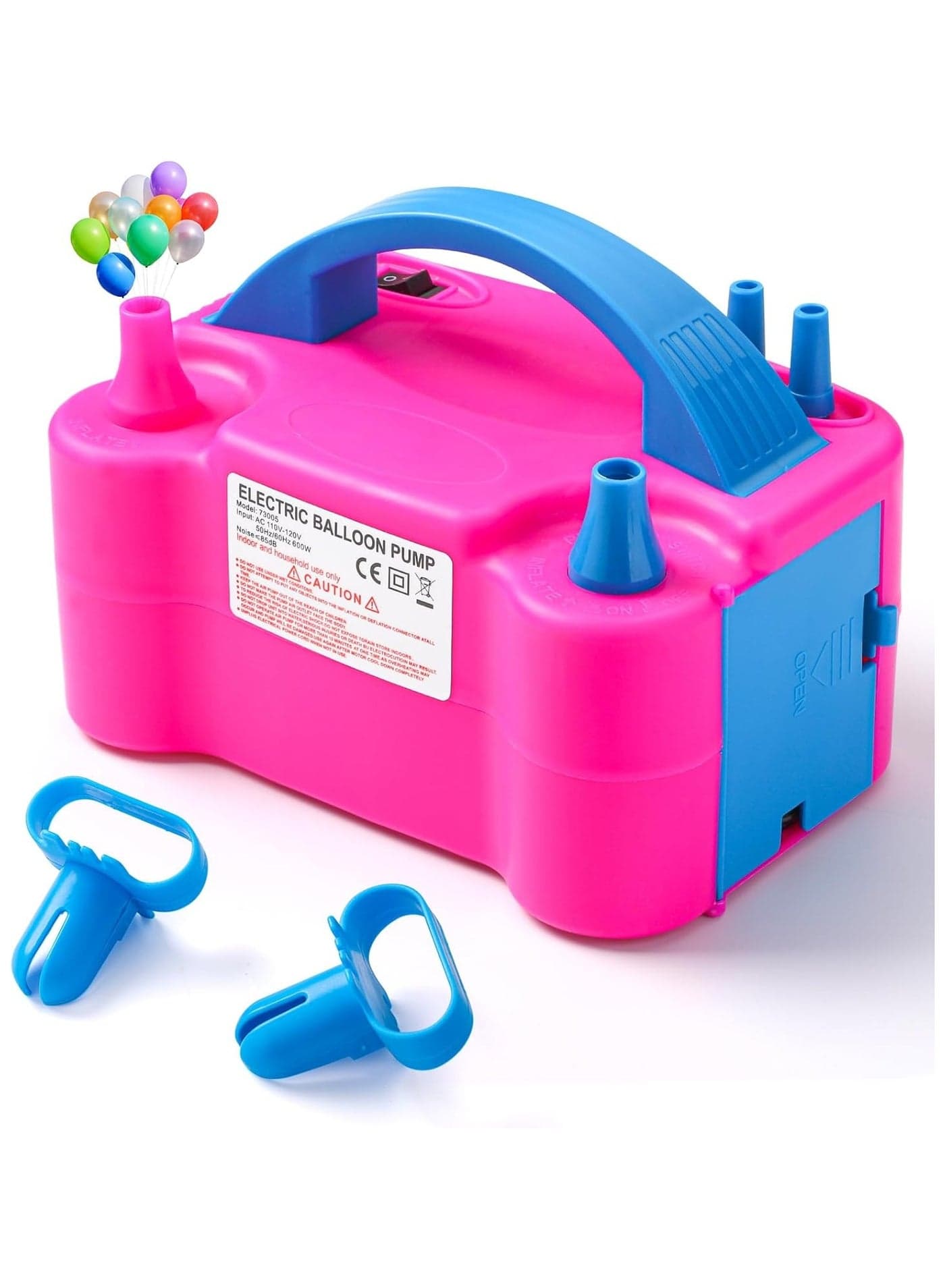 Electric Air Balloon Pump Portable Electric Balloon Inflator with Tying Tool Electric Blower Machine Dual Nozzle 110V-600W for Birthday, Wedding, Festival, Balloon Garland, Baby Shower, Party Supplies & Decorations